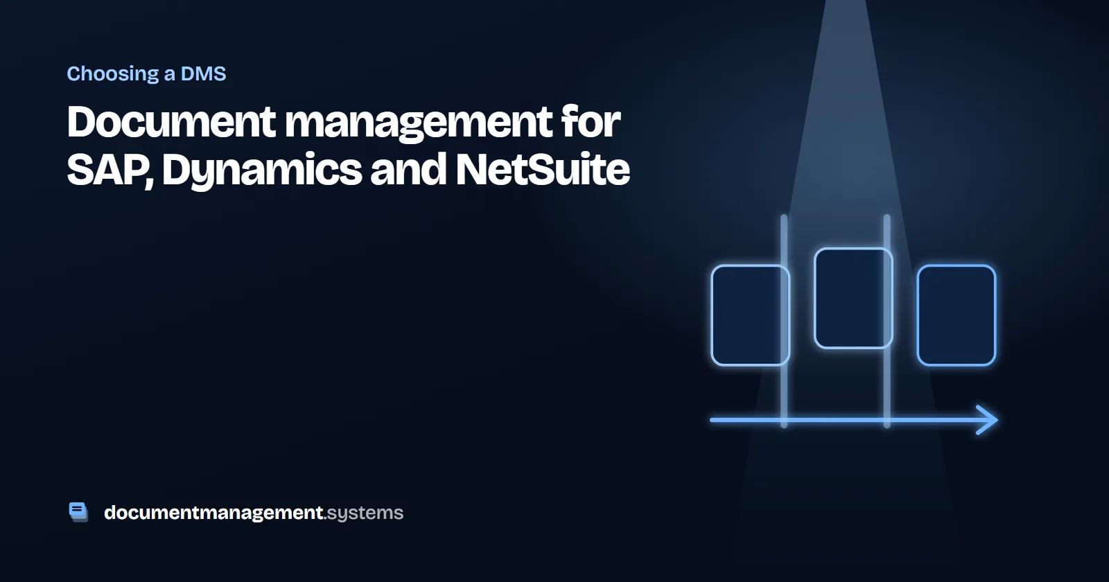 Illustration: documents flowing along an arrow between two systems