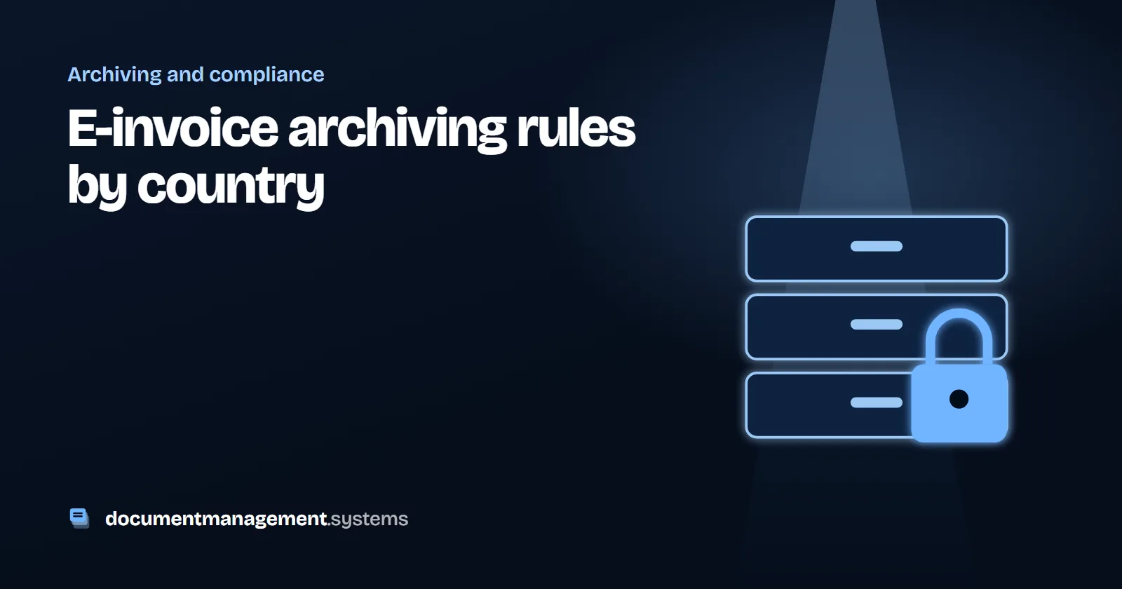 Illustration: archive drawers with a padlock under a beam of light